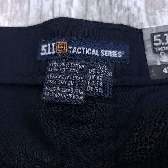 5.11 Tactical Pants Mens 42x30 Navy Taclite Ripstop Jean Cut Mid Rise Straight - Picture 7 of 9